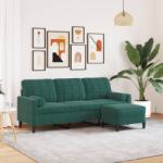 vidaXL Canapea cu 3 locuri si taburet, verde închis, 180 cm, catifea GartenMobel Dekor (3278269) Canapea