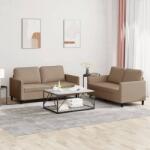 vidaXL Set de canapele cu perne, 2 piese, cappuccino, piele ecologica GartenMobel Dekor (3201754) Canapea