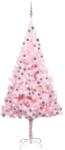 vidaXL Brad Craciun pre-iluminat cu set globuri, roz, 210 cm, PVC GartenMobel Dekor (3077672)