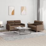 vidaXL Set de canapele cu perne, 2 piese, maro, textil GartenMobel Dekor (3201571) Canapea