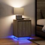 vidaXL Noptiere cu lumini LED 2 buc Stejar Sonoma 38x34x50 cm GartenMobel Dekor (861270)