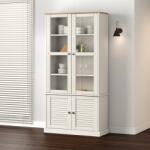 vidaXL Vitrina de sticla VIGO, alb, 85x35x170 cm, lemn masiv de pin GartenMobel Dekor (353194) Biblioteca