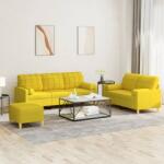 vidaXL Set de canapele cu perne, 3 piese, galben deschis, textil GartenMobel Dekor (3201335) Canapea