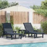vidaXL Sezlong 2 pcs Bleumarin 195, 5 x 53 x 98, 5 cm Polietilena GartenMobel Dekor (3335851)