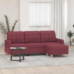 vidaXL Canapea cu 3 locuri si taburet, rosu vin, 180 cm, textil GartenMobel Dekor (3201007) Canapea