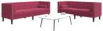 vidaXL Set canapele Chesterfield perne rulou 2 piese rosu vin catifea GartenMobel Dekor (3209295) Canapea