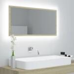 vidaXL Oglinda de baie cu LED, stejar sonoma, 90x8, 5x37 cm, acril GartenMobel Dekor (804935)