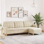 vidaXL Canapea cu 3 locuri si taburet, crem, 210 cm, textil GartenMobel Dekor (3278251) Canapea