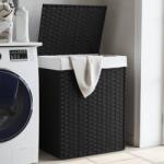 vidaXL Cos de rufe cu capac, negru, 46x33x60 cm, poliratan GartenMobel Dekor (372032)