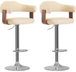vidaXL Scaune de bar, 2 buc. , crem, lemn curbat si piele ecologica GartenMobel Dekor (327335)