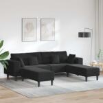 vidaXL Canapea 3 pcs Negru 250 x 188 x 76 cm Catifea GartenMobel Dekor (3335177) Canapea