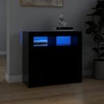 vidaXL Servanta cu lumini LED, negru, 80x35x75 cm GartenMobel Dekor (804329) Comoda