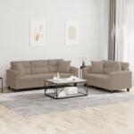 vidaXL Set de canapele cu perne, 2 piese, gri taupe, microfibra GartenMobel Dekor (3202350) Canapea