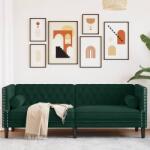 vidaXL Canapea Chesterfield cu pernute/3 locuri, verde închis, catifea GartenMobel Dekor (372695) Canapea