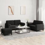 vidaXL Set de canapele cu perne, 3 piese, negru, catifea GartenMobel Dekor (3202009) Canapea