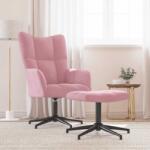 vidaXL Scaun de relaxare cu taburet, roz, catifea GartenMobel Dekor (328110)