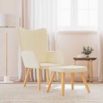 vidaXL Scaun de relaxare cu taburet, crem, textil GartenMobel Dekor (327932)
