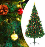 vidaXL Brad de Craciun artificial pre-iluminat cu globuri verde 210 cm GartenMobel Dekor (321501)