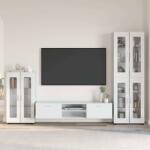 vidaXL Set comoda TV cu sertar FLORIN 3 pcs Alb lucios Lemn compozit GartenMobel Dekor (3397958)