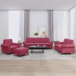 vidaXL Set canapele cu perne, 4 piese, rosu vin, catifea GartenMobel Dekor (3202184) Canapea