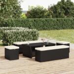 vidaXL Taburete cu perne, 2 buc. , negru, 40x30x40 cm, poliratan GartenMobel Dekor (319394)