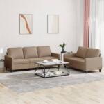 vidaXL Set de canapele cu perne, 2 piese, cappuccino, piele ecologica GartenMobel Dekor (3201422) Canapea