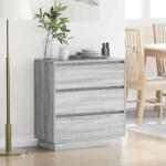 vidaXL Noptiera gri cu 3 sertare, 71 x 34, 5 x 75 cm, lemn compozit (869639)