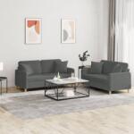 vidaXL Set de canapele cu perne, 2 piese, gri închis, material textil GartenMobel Dekor (3202103) Canapea
