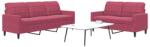 vidaXL Set canapele cu perne, 2 piese, rosu vin, catifea GartenMobel Dekor (3278395) Canapea