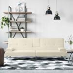 vidaXL Canapea extensibila cu suporturi pahare, crem, piele ecologica GartenMobel Dekor (351927) Canapea