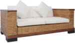 vidaXL Canapea de 2 locuri cu perne, maro, ratan natural GartenMobel Dekor (283079) Canapea