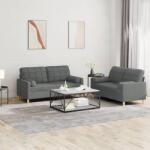 vidaXL Set de canapele cu perne, 2 piese, gri închis, material textil GartenMobel Dekor (3201291) Canapea