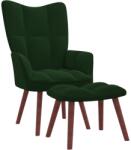 vidaXL Scaun de relaxare cu taburet, verde închis, catifea GartenMobel Dekor (328064)