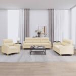 vidaXL Set de canapele cu perne, 3 piese, crem, textil GartenMobel Dekor (3201538) Canapea