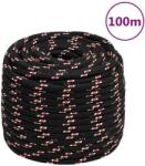 vidaXL Franghie de barca, negru, 16 mm, 100 m, polipropilena GartenMobel Dekor (152362)