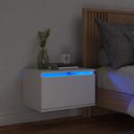 vidaXL Noptiera montata pe perete cu lumini LED, alb GartenMobel Dekor (836826)