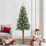vidaXL Brad de Craciun subtire Verde 210 cm PVC si lemn de PIN masiv GartenMobel Dekor (3394879)