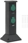 vidaXL Coloana priza de exterior cu 4 cai, negru/verde, 16x16x39, 5 cm GartenMobel Dekor (4010098)