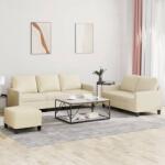 vidaXL Set de canapele cu perne, 3 piese, crem, piele ecologica GartenMobel Dekor (3201424) Canapea