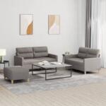 vidaXL Set de canapea cu perne, 3 piese, gri taupe, material textil GartenMobel Dekor (3201583) Canapea