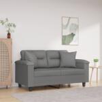vidaXL Canapea cu 2 locuri, cu perne, gri, 120 cm, microfibra GartenMobel Dekor (3200967) Canapea
