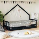 vidaXL Cadru pat copii cu sertare, negru, 80x200 cm, lemn masiv de pin GartenMobel Dekor (834551)