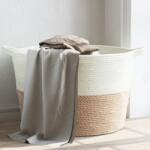vidaXL Cos de rufe, maro si alb, Ø60x36 cm, bumbac GartenMobel Dekor (358476)