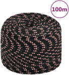 vidaXL Franghie de barca, negru, 10 mm, 100 m, polipropilena GartenMobel Dekor (152349)
