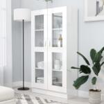 vidaXL Dulap cu vitrina, alb extralucios, 82, 5 x 30, 5 x 150 cm, PAL GartenMobel Dekor (802765) Biblioteca