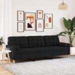 vidaXL Canapea cu 3 locuri cu pernute, negru, 210 cm, textil GartenMobel Dekor (3278205) Canapea