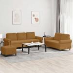 vidaXL Set de canapele cu perne, 3 piese, maro, catifea GartenMobel Dekor (3202267) Canapea