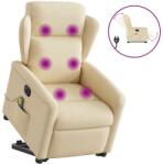 vidaXL Fotoliu electric de masaj rabatabil cu ridicare, crem, textil GartenMobel Dekor (3303172)