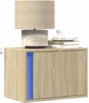 vidaXL Noptiere montate pe perete cu lumini LED, 2 buc. , stejar sonoma GartenMobel Dekor (852094)