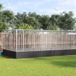 vidaXL Voliera de pasari cu extensie, argintiu, 1139x307x212 cm, otel GartenMobel Dekor (3214280)